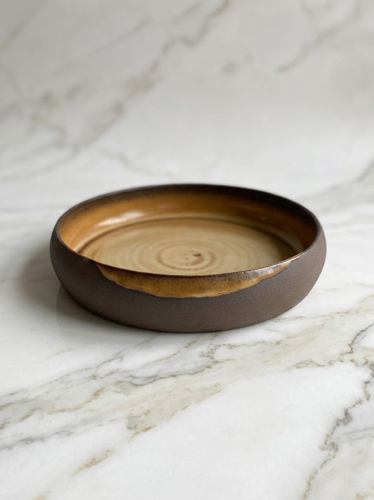 Handmade Stoneware Serving Bowl – Amber Glaze