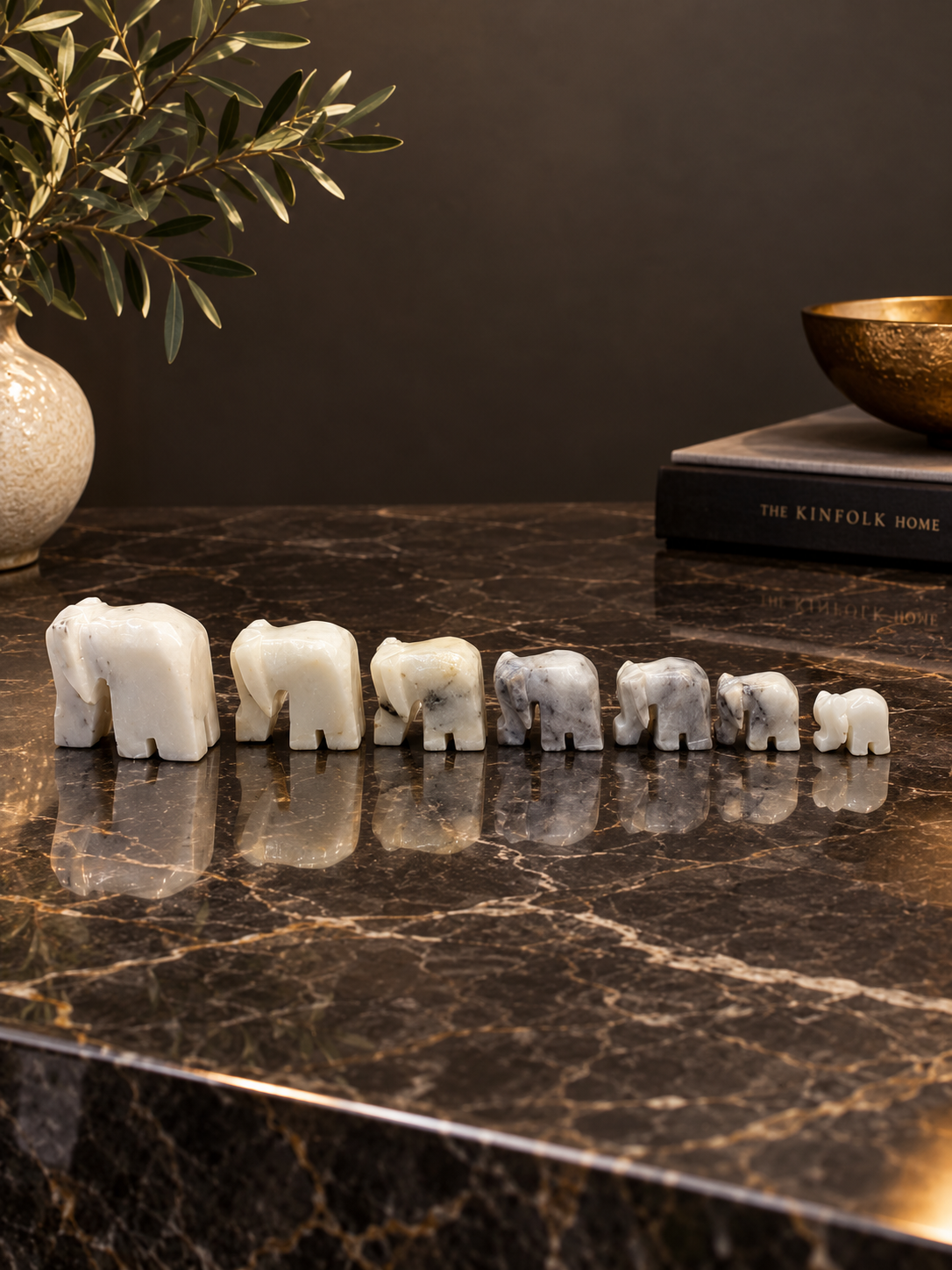 Marble Elephant Set
