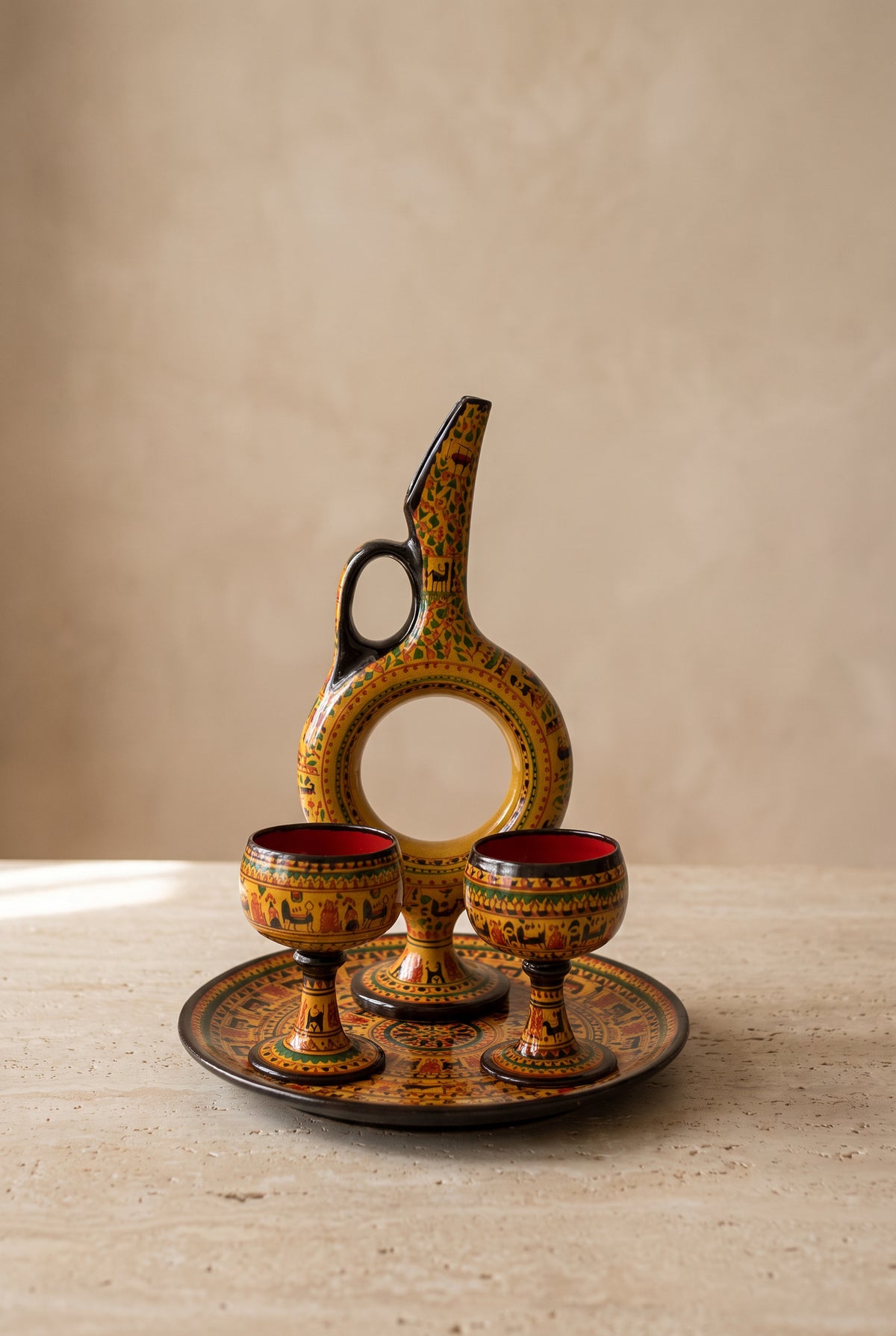Hittite Ringed Carafe – Set of 4, 30 cm
